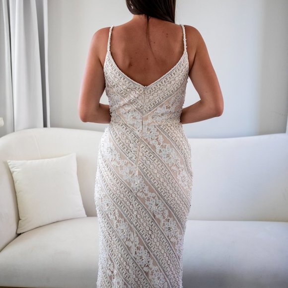 FULLY Beaded Floral Lace Gown - Picture 5 of 12